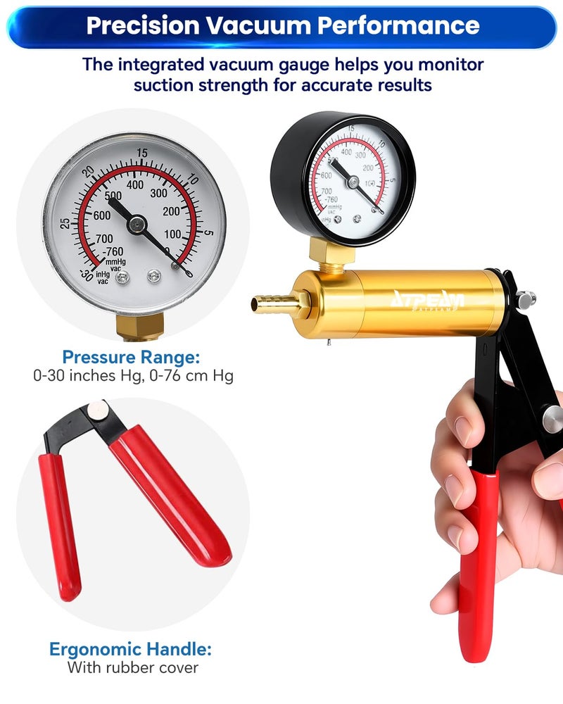 ATP 2 in 1 Brake Fluid Bleeder Oil Change Hand Held Vacuum Pump Tester Kit - Image 4